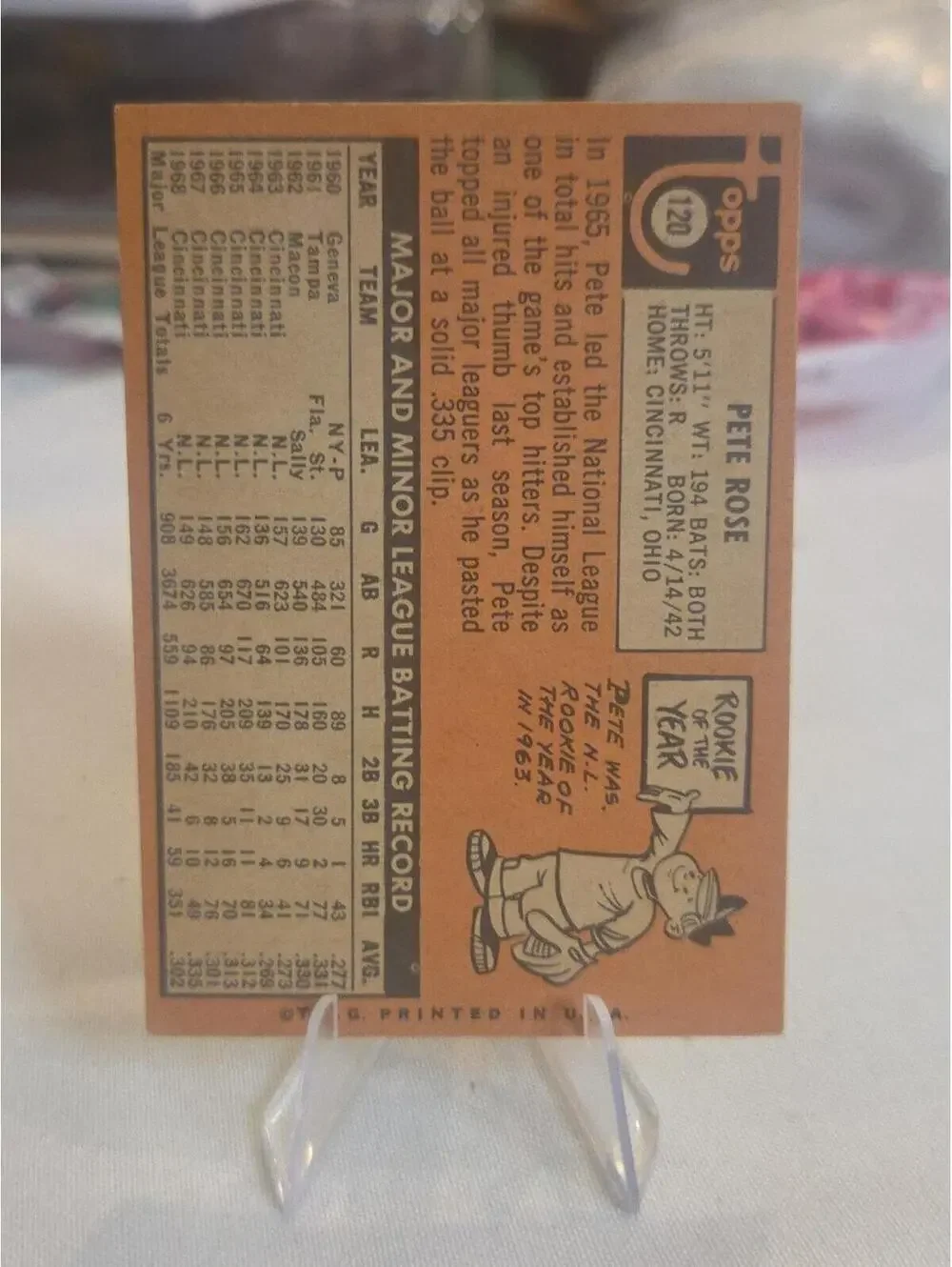 1969 Topps #120 Pete Rose High Grade Off Center Sharp Corners Cincinnati Reds